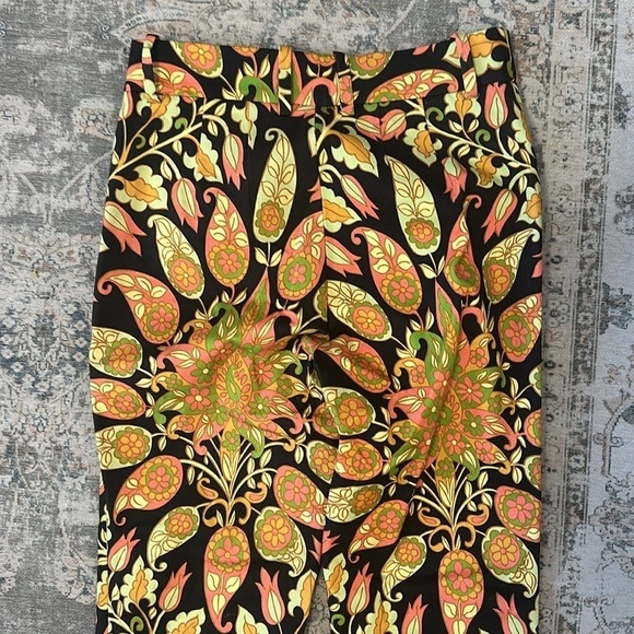 Zara Jacquard Floral Tropical Print Flare Mid Rise Stretch Trouser Pants - Picture 12 of 13